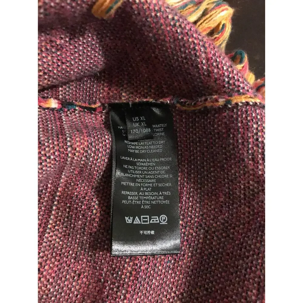 Anthro Fringed Sweater Mini Skirt XL Boho Abstract Print Tassel Hem Knit - Picture 8 of 10